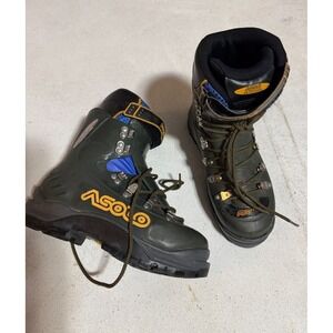 Asolo Mountaineering Boots Vibram Men's 6 Women's 7 Black Italy Hiking Outdoor